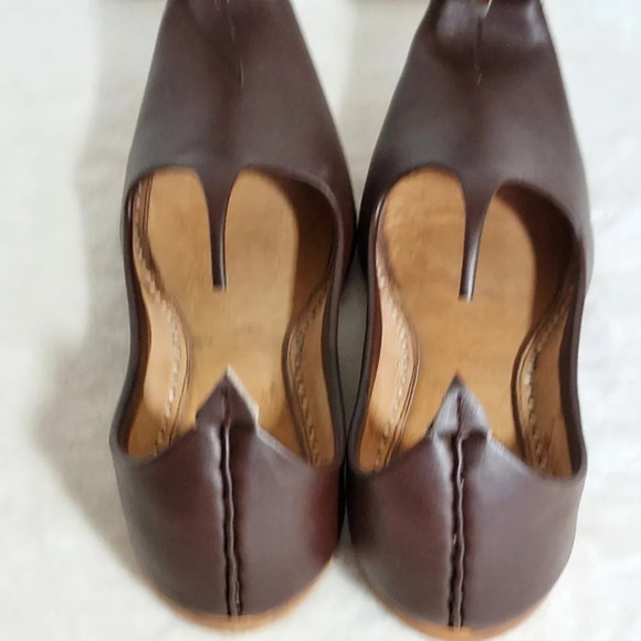 Men's Brown All Leather Handmade‎ Punjabi Jutti Shoes - Picture 5 of 15